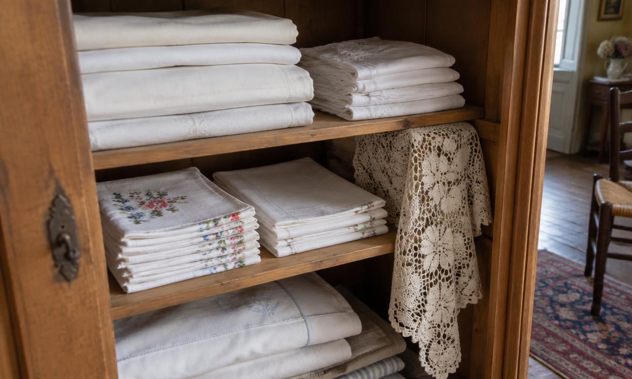 The linen cupboard, where embroidered napkins wait for special occasions without ever complaining.
